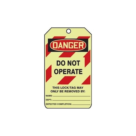 Accuform Safety Tags, DANGER DO NOT OPERATE, 5inx 3in, Glow Plastic, 10PK TAW202